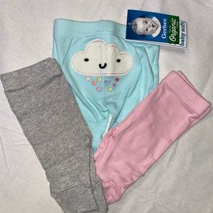 NWT, Gerber pants set of 3, Organic cotton, newborn size